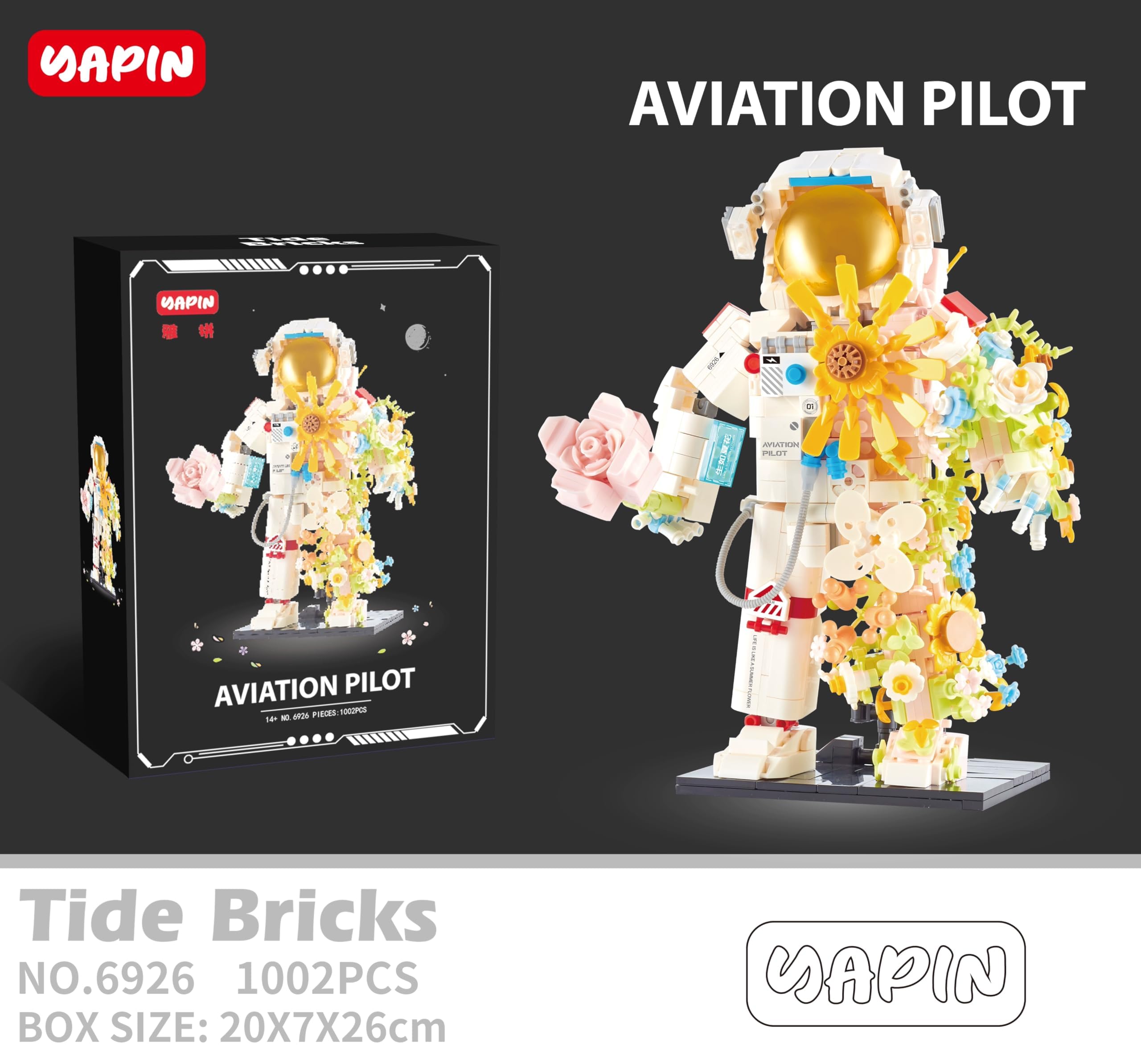 LEILA'S CHOICE Floral Astronaut Building Set (1002pcs), Botanical