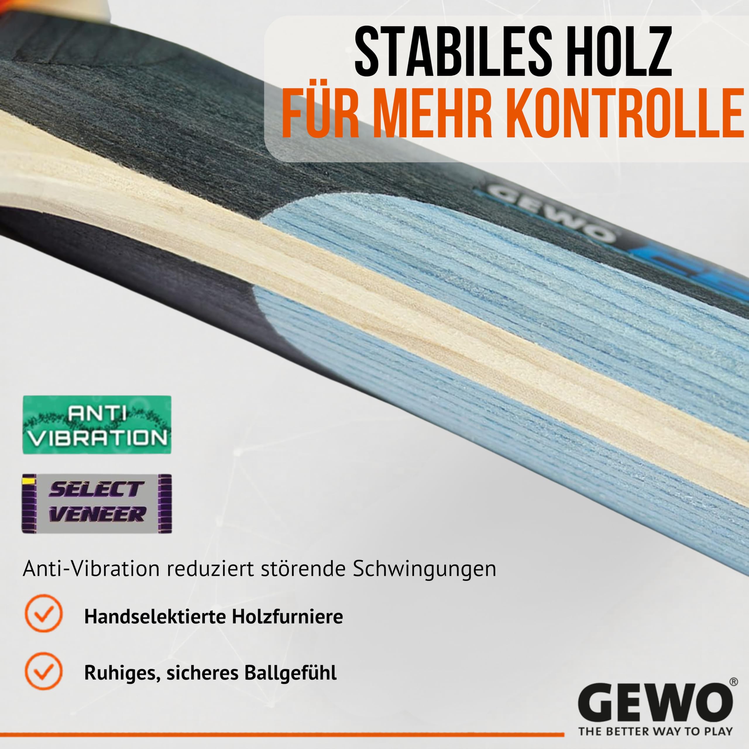 GEWO CS Energy Control - Racchetta da ping pong concava, sviluppata da Christian Süß