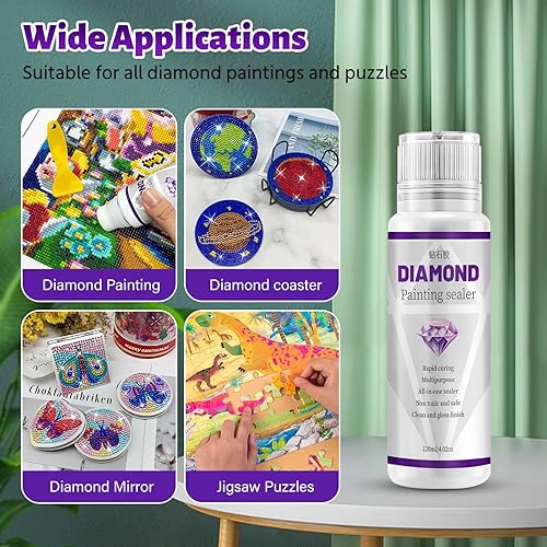 Miniatura 7 de QUITEDEW Paquete de 2 accesorios de pintura de diamantes, kits de pintura de diamante para adultos, pegamento sellador para arte de diamantes efecto