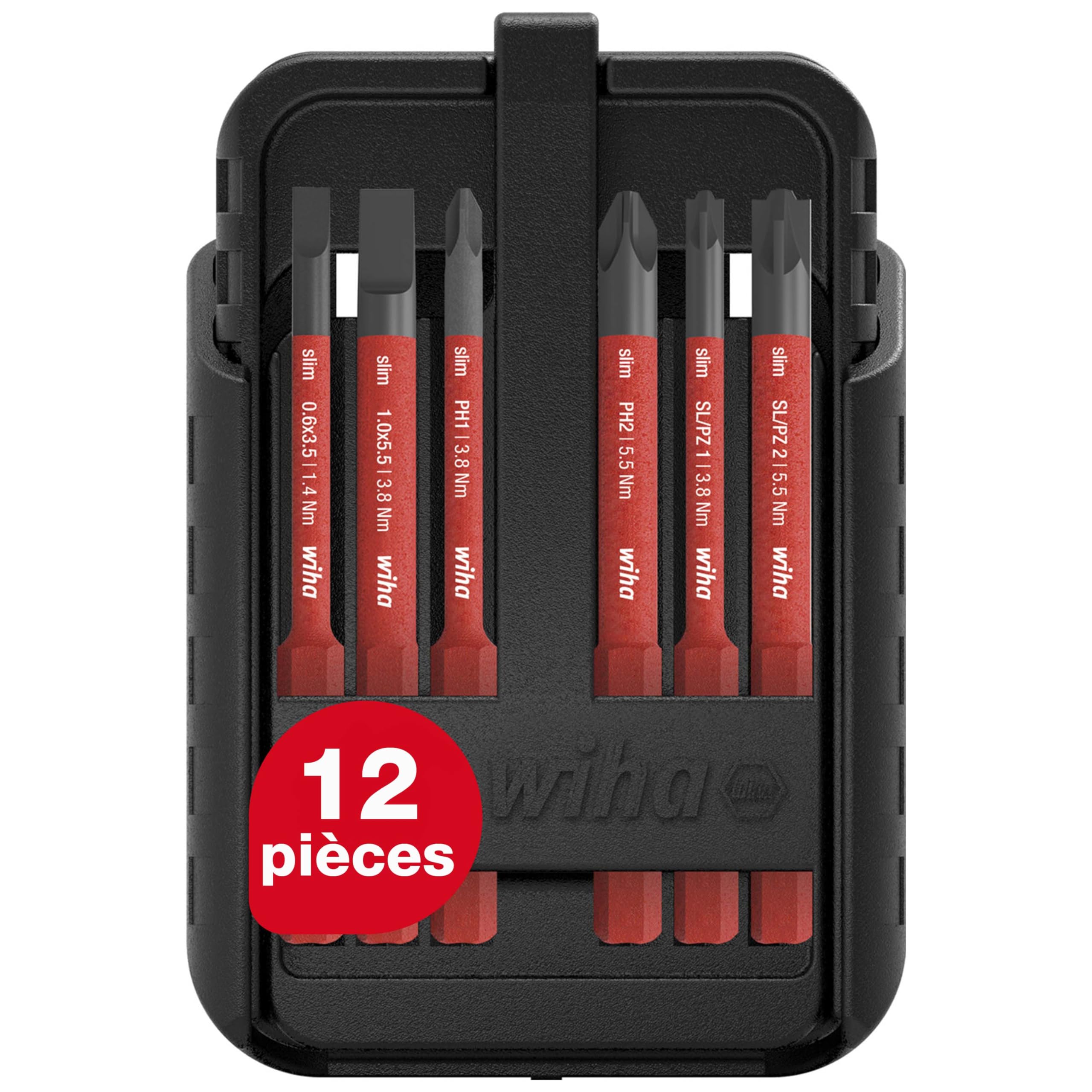WIHA 43162 - Juego de bits electric slimBit Box SB Ref. SB2831B951 | (43162) slimBit boxes, belt holder I compact, mobile I VDE tested I electrician tools I ideal for recessed screws