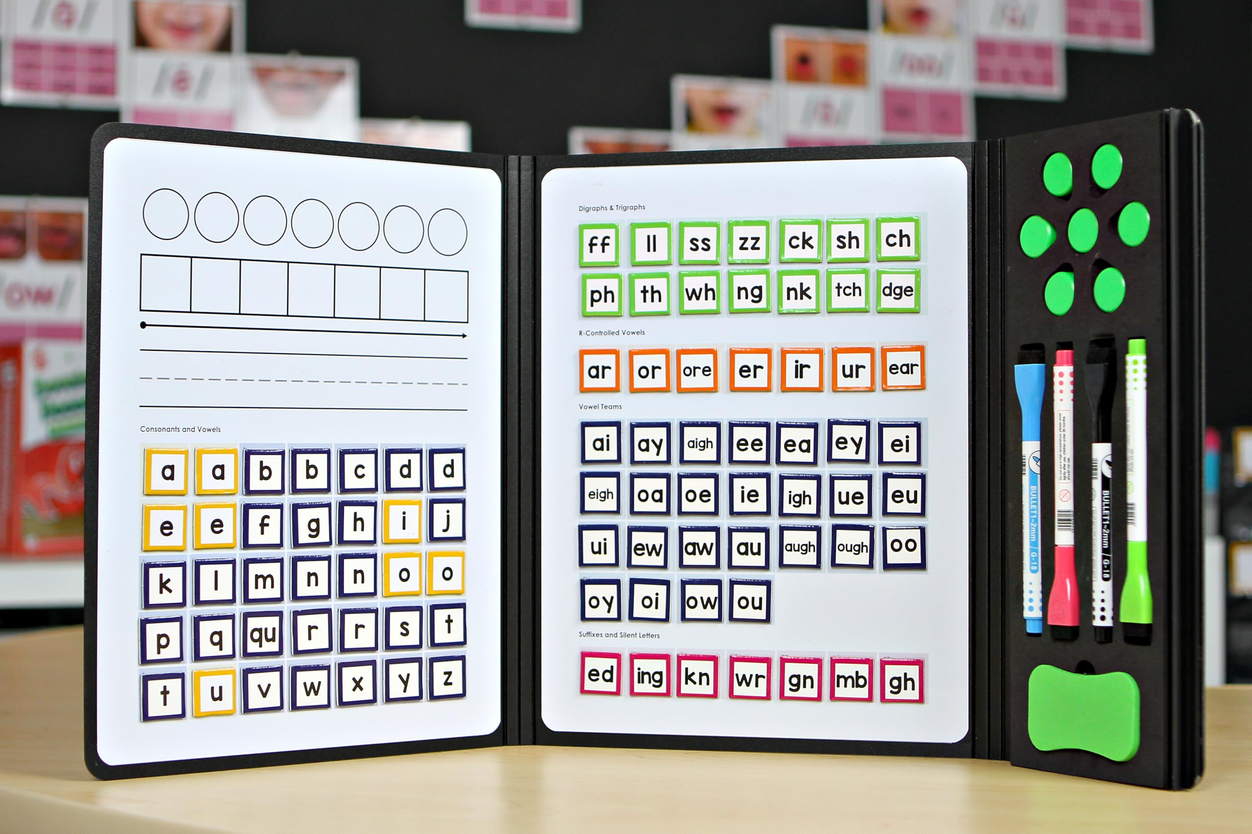 Set of 5 - Magnetic Dry-Erase Phonics Board - Hands-On Word Building & Spelling Tool with Grapheme Tiles, Handwriting Lines & Syllable Mats - Reusable Learning for Classroom & Home - Image 7