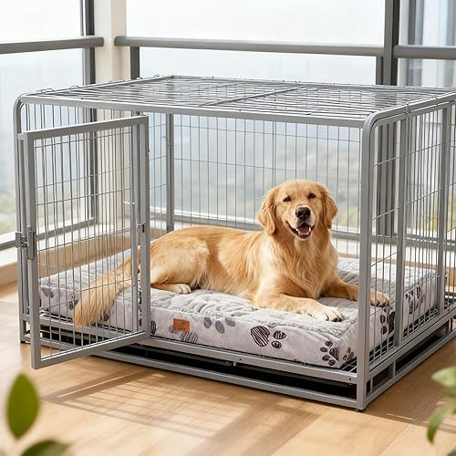 Miniatura 9 de Cama ortopédica para perros para jaula. Cama impermeable de espuma para mascotas con funda extraíble lavable, tapete de cama antideslizante de felpa