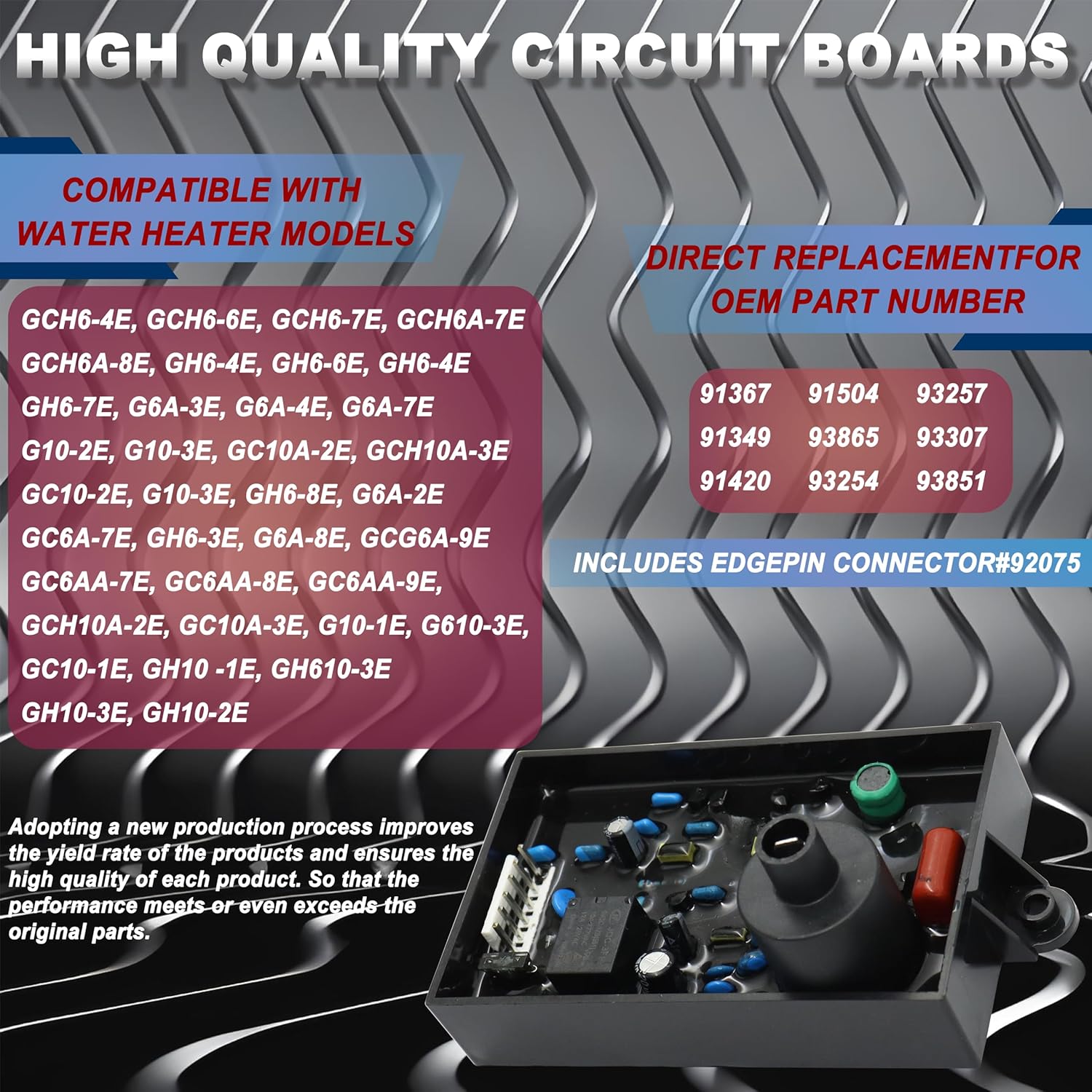 91367 RV Water Heater PC Ignition Control Board Compatible with GCH6-4E/6E/7E; G6A-6E/7E/8E; GH10-1E/2E/3E; GH6-3E/4E/6E/7E Replace for Atwood 93307, 93865, 93253, 91504,91349