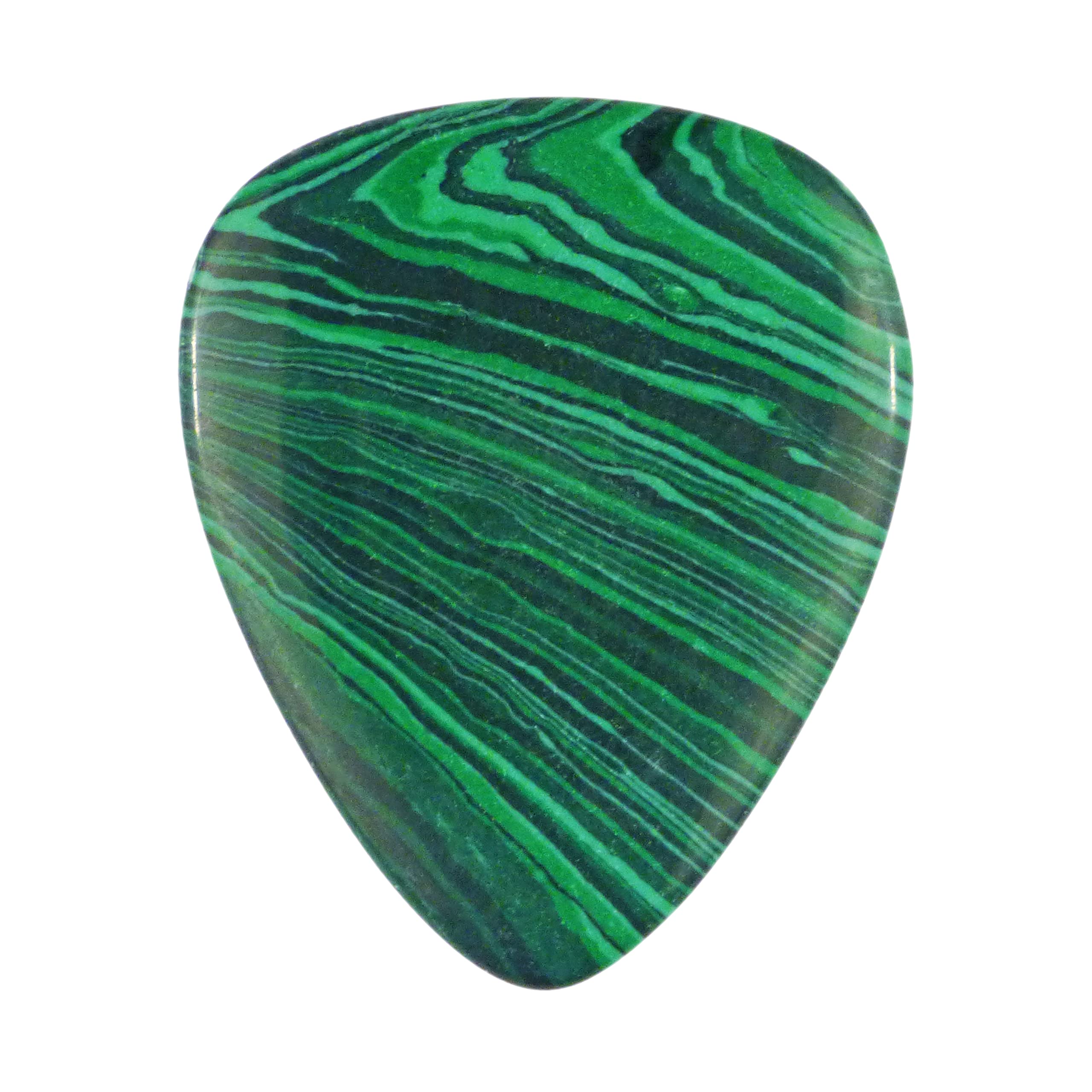 Green Malachite Stone Guitar Or Bass Pick - 3.0 mm Ultra Heavy Gauge - 351 Shape - Specialty Handmade Exotic Plectrum - 1 Pack