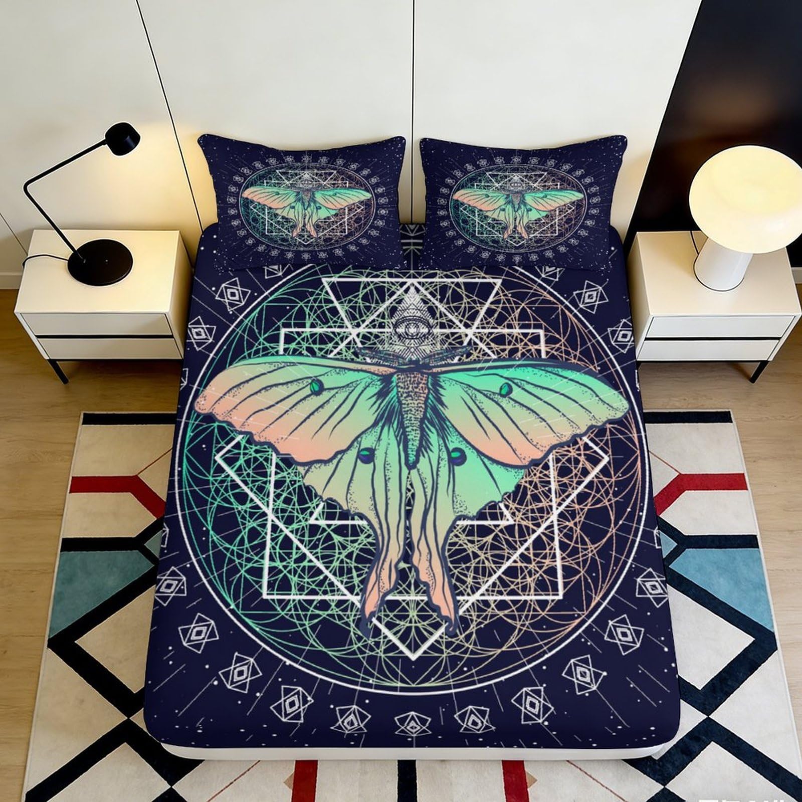 Pnayamiorkfel Style-3 3D Printed Geometric Butterfly Fitted Sheet Microfiber Soft Breathable Pastel Art Mattress Cover For Bedroom Decor 90X200x25cm