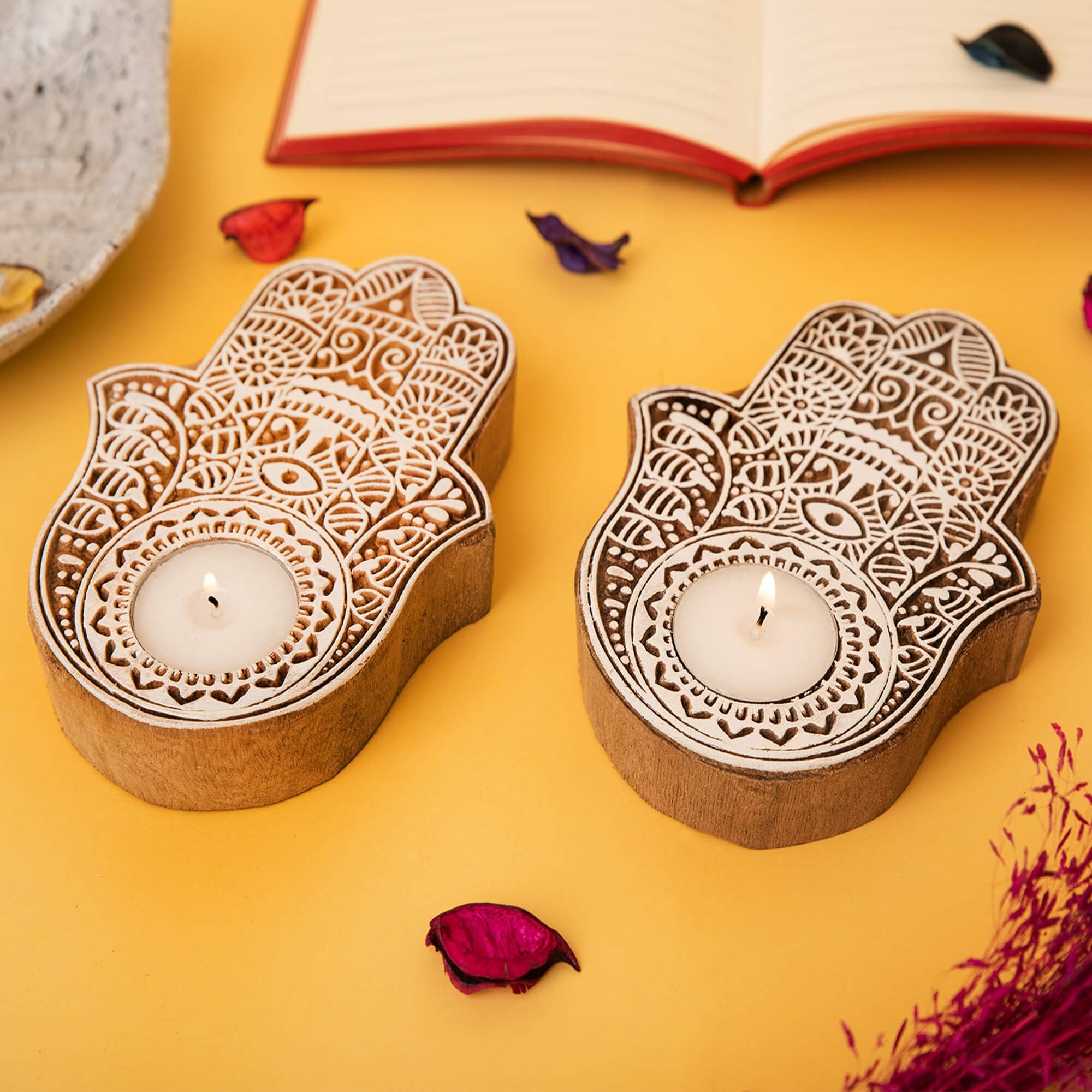 Peacock Tealight Candle Holder Set - Diwali Decor -12