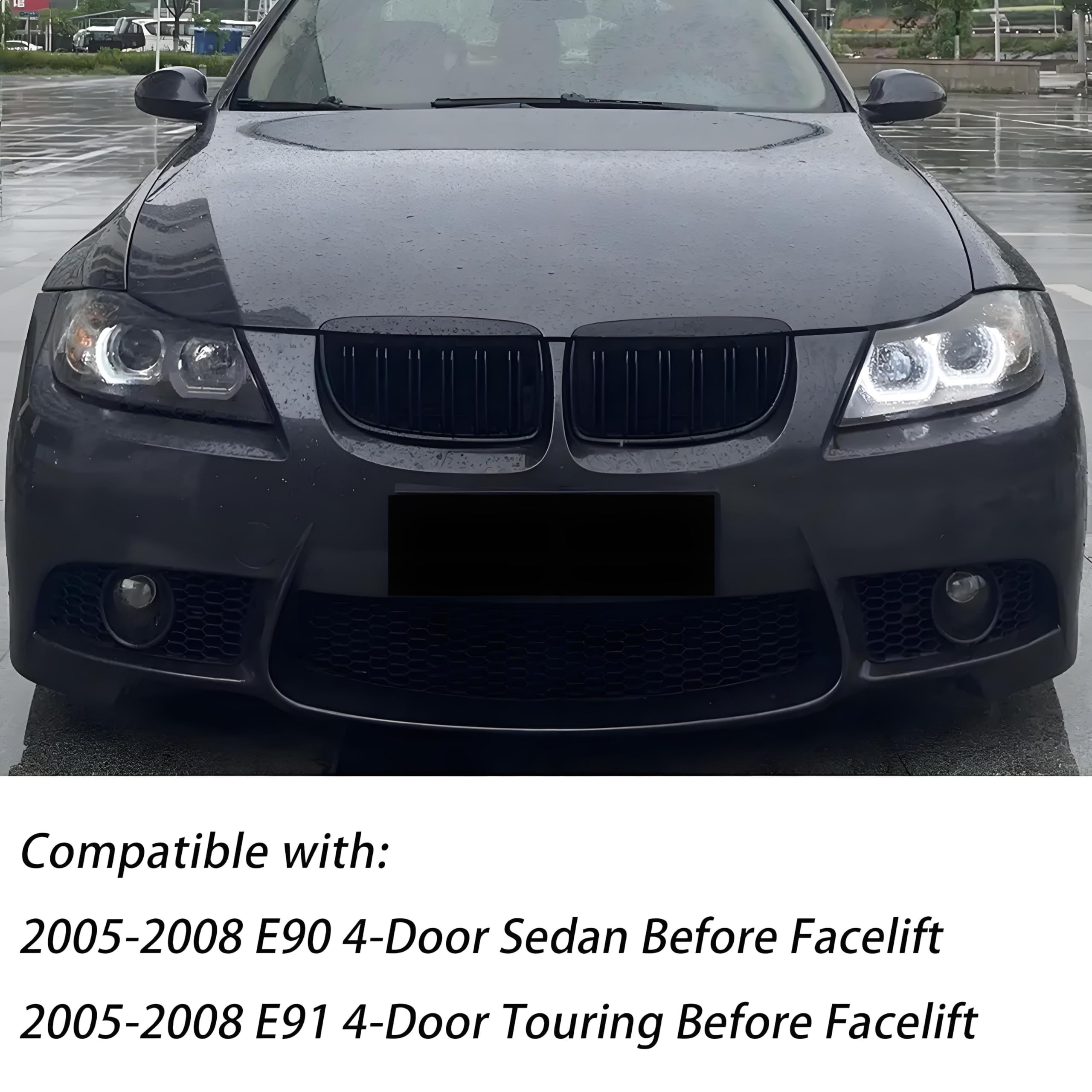 E90 E91 Nieren Schwarz - Kühlergrill - Passend für BMW 3er E90 E91 2005-2008 - Doppelsteg Nieren Sport Grill (For 3er E90 2005-2008)