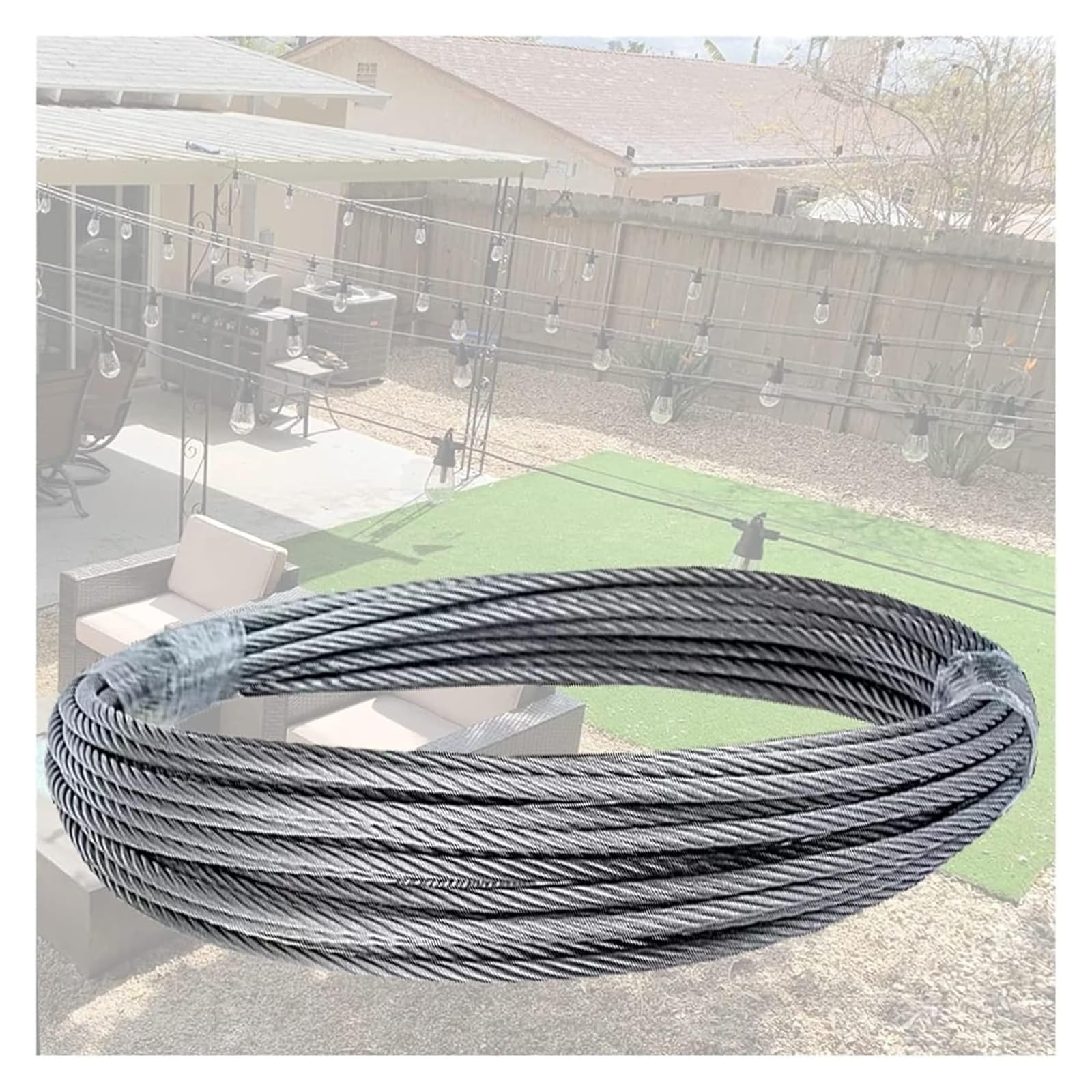 Edelstahl-Drahtseil 7x7, 1/8 Zoll, silberfarben, Verschiedene Größen(10M/32.8Ft)