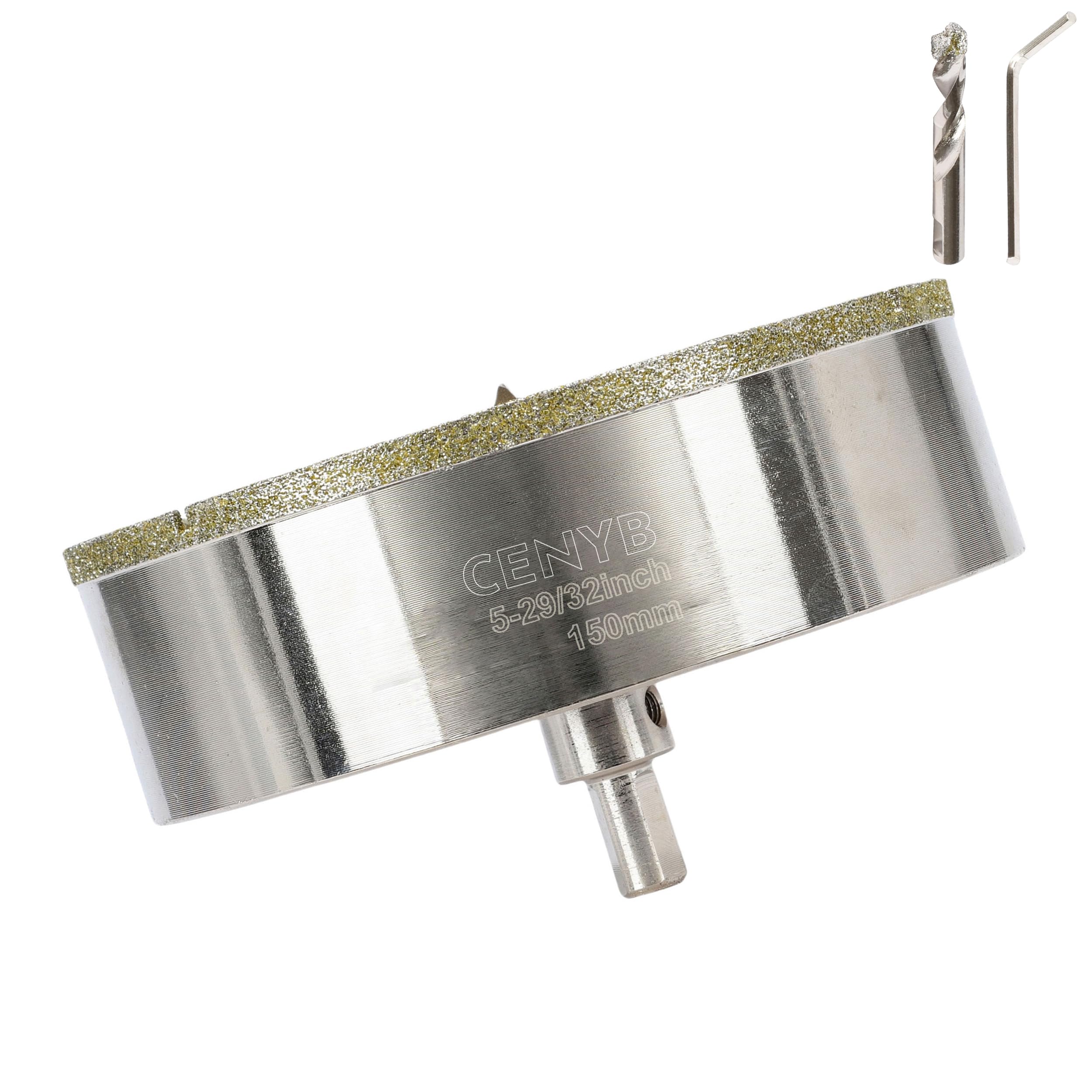 5-29/32 Inch 150mm Tile Hole Cutter Drill Bit Diamond Metal Hole Saw with Center Pilot Drill – Diamond-Coated for Marble, Granite, Ceramics, Porcelain Tiles, Glass — image 1