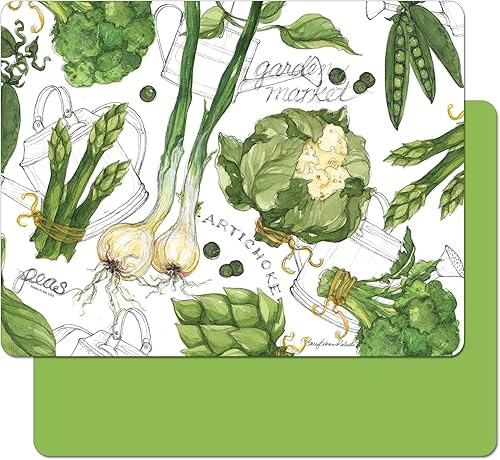 Cut N Funnel Garden Greeneryverde lima paquete de 2 alfombrillas de plástico flexible de diseño con alfombrilla flexible sólida a juego de 15 x 115