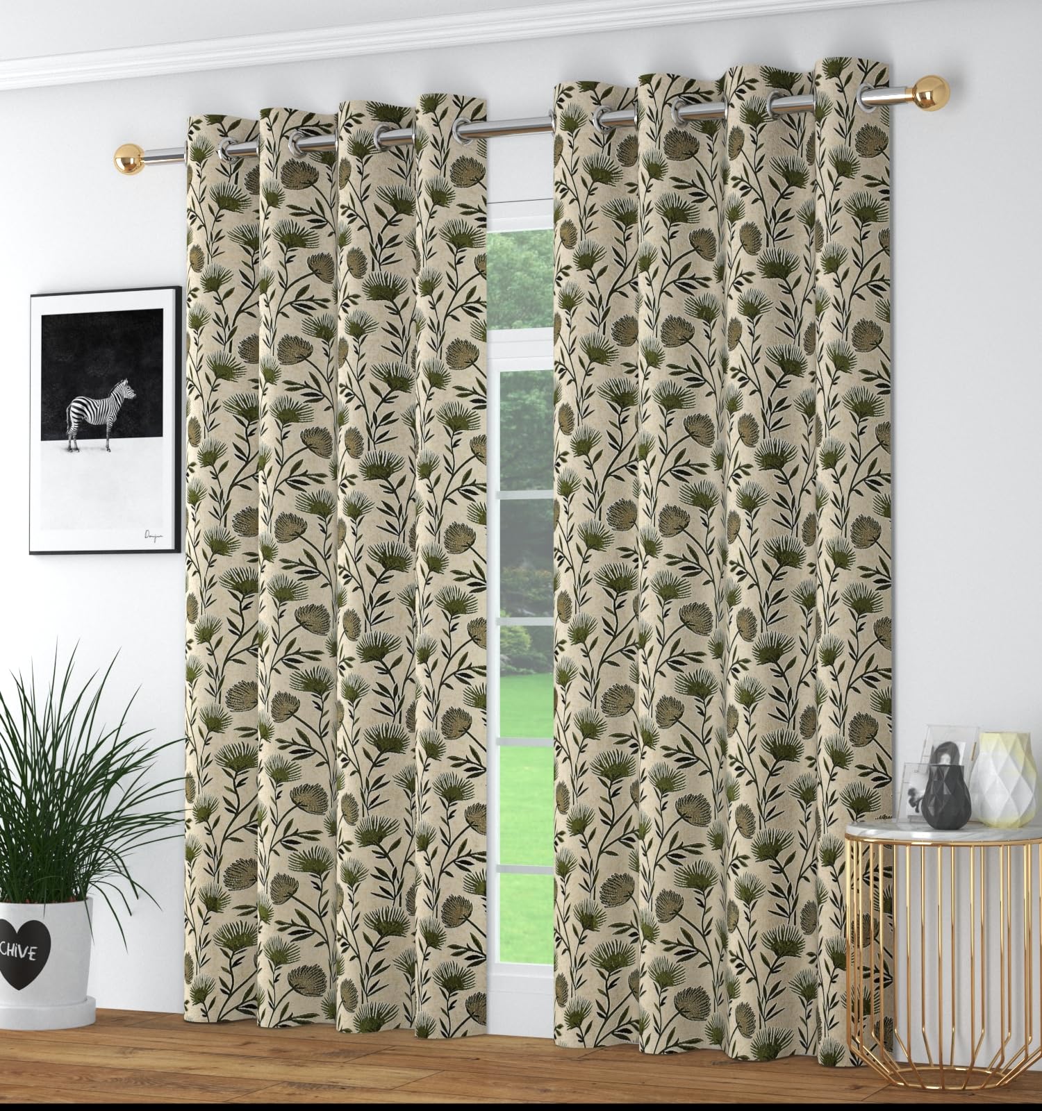 Home Cloud 5 Pieces Fine Quality Thick Jute Cotton Fabrics Floral Jacquard Curtains Parda for Long Door 11 Feet Set of 5 Pieces for Home Office [ 4 Feet x 11 Feet]- Color-Green (B0CVB9Q1X7) Amazon Price History, Amazon Price Tracker