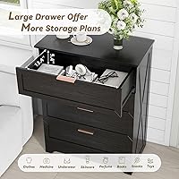 Vista 3 de Cómoda moderna de 4 cajones para dormitorio, cómoda alta con cajón grande y asas de oro rosa, organizador de almacenamiento de madera, cajonera