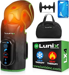 Lunix LX4 FSA Knee Massager with Heat and Compression, Rechargeable Thigh, Calf, and Knee Wrap with Cold or Heat Therapy, Leg Brace and Heating Pad, Green