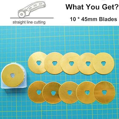 Miniatura 5 de Cuchillas de corte rotativas de 1.772 pulgadas, paquete de 10 cuchillas de repuesto para Fiskars, OLFA para acolchar, álbumes de recortes, costura