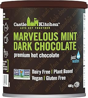 Castle Kitchen Marvelous Mint Dark Chocolate Premium Hot Cocoa Mix - Dairy-Free, Vegan, Plant Based, Gluten-Free, Non-GMO Project Verified, Kosher - Just Add Water - 14 oz