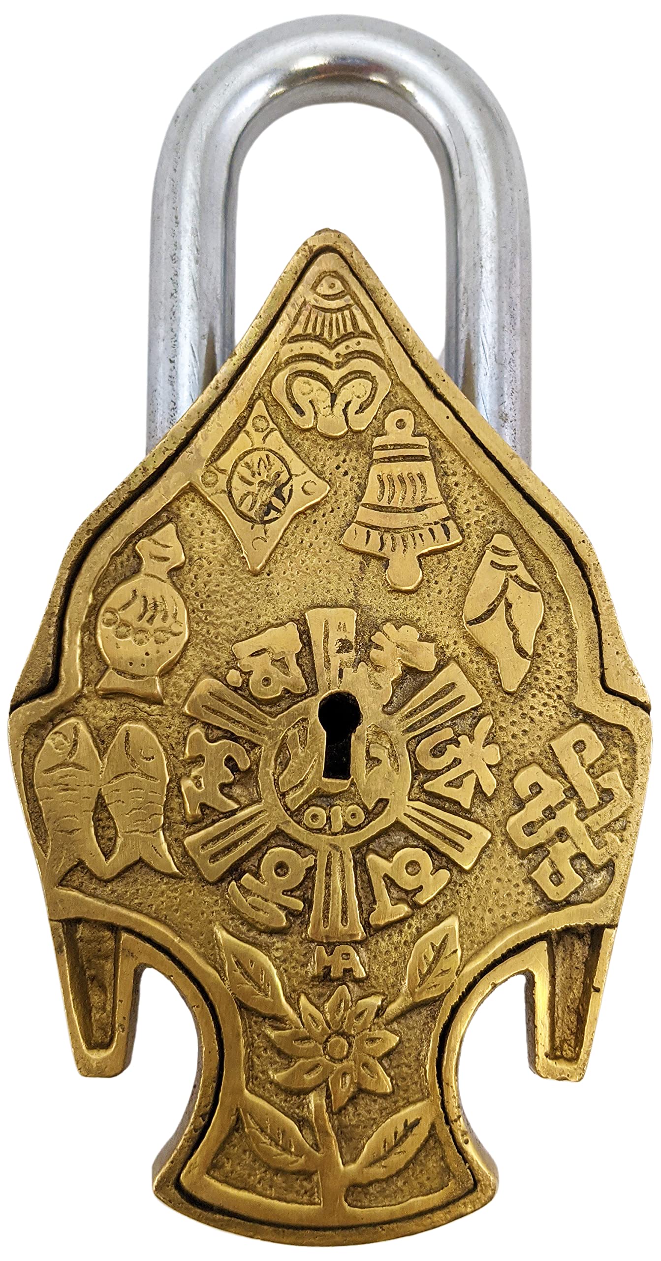 Solid Brass Buddha Padlock with 2 Keys, Beautiful Fully