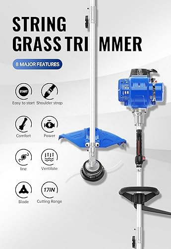 Miniatura 3 de Wild Badger Power Sistema de cuidado de patio 2 en 1, 31 cc, motor de gas de 4 ciclos con eje recto, multiherramienta con cortador de cepillo,