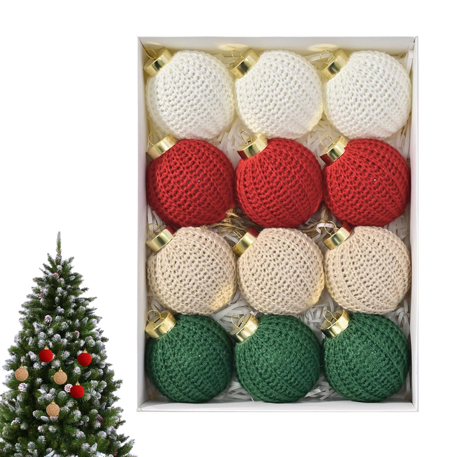 Boules de Noël incassables au style rustique bohème pour décoration de sapin et fêtes