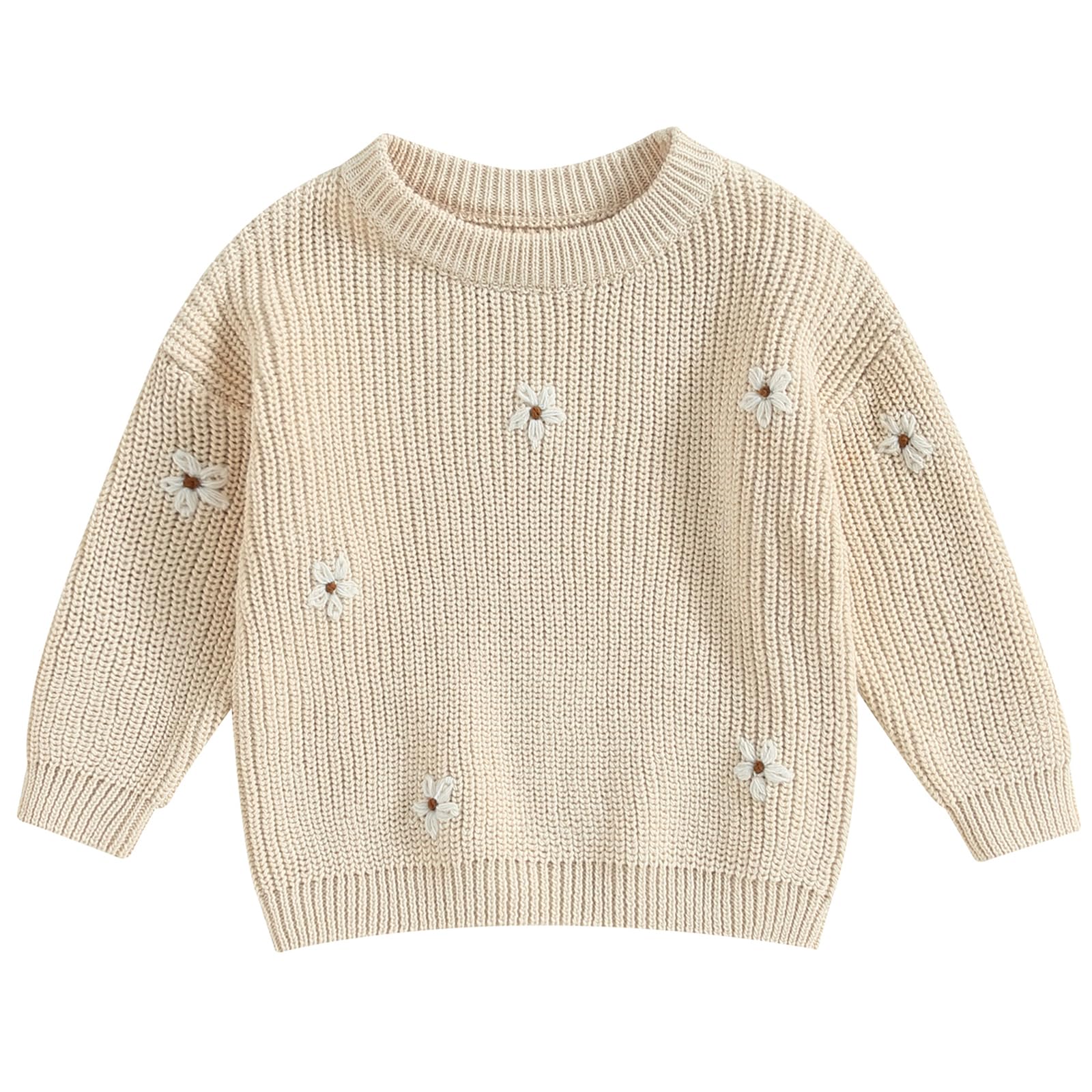Mubineo Baby Girl Winter Clothes Cute Flower Sweater Crewneck Pullover Long Sleeve Knit Newborn Infant Sweaters