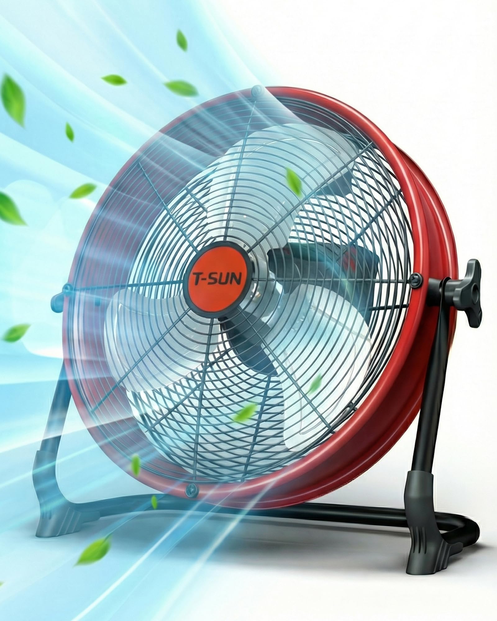 Ventilateur de Sol 40CM compatible avec Batterie Mil-wau-kee/AC-Adaptateur | Réglage Continu des Vitesses | Inclinaison Réglable | Silencieux | Ventilateur Portable pour Camping Garages(Sans Batterie)