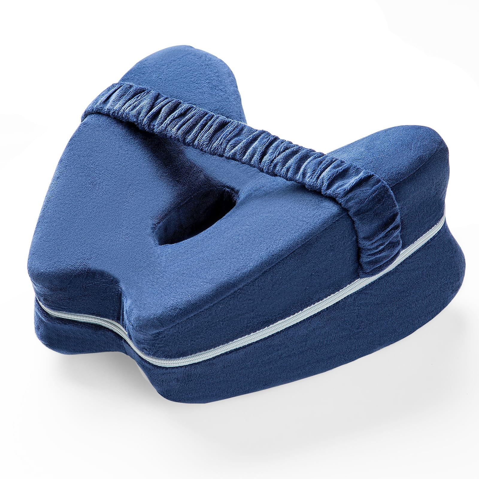 Knee Pillow, Memory Foam Wedge Pillow Knee Pillow for Sleeping on Side, Leg Pain, Knees Pain, Joints Pain & Pregnancy Bed Leg Cushion for Side Sleepers (Blue)