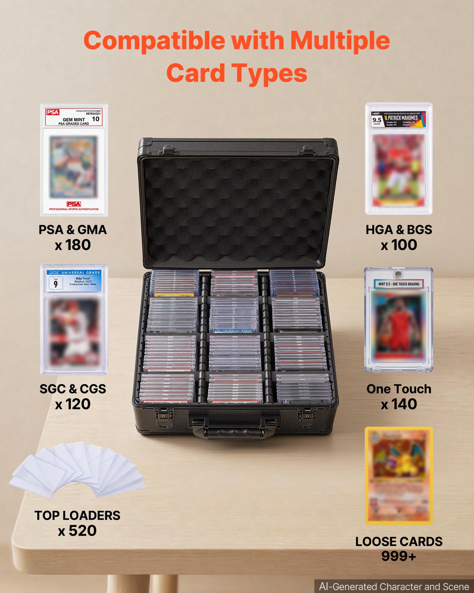 VEVOR Boîte de Rangement Carte Gradée 180 PSA 3 Rangées Mallette à Serrure