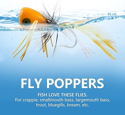 Vista 18 de OROOTL Kit de moscas para pesca con mosca, coloridos señuelos de pesca con mosca, flotadores de espuma, accesorios para trucha, panfish bluegill