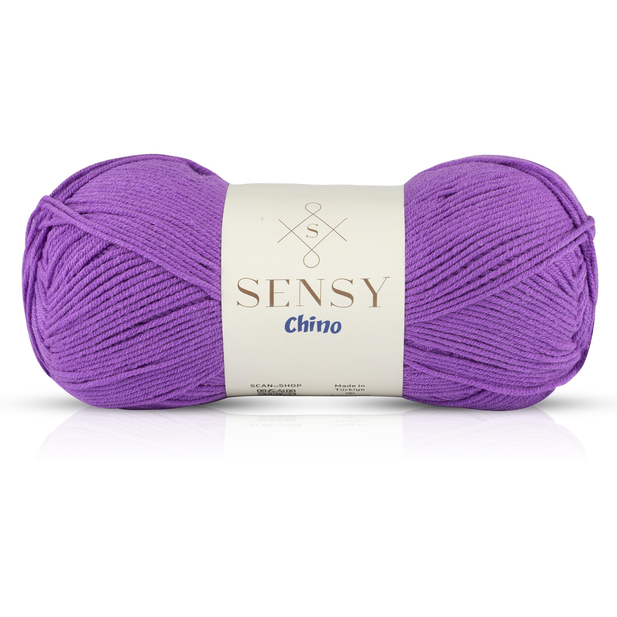 Sensy Chino Soft Cotton Yarn, Soft Baby Cotton Yarn, Amigurumi Yarn, 3.5 oz, 360 Yards, Gauge 2 Fine (Purple)