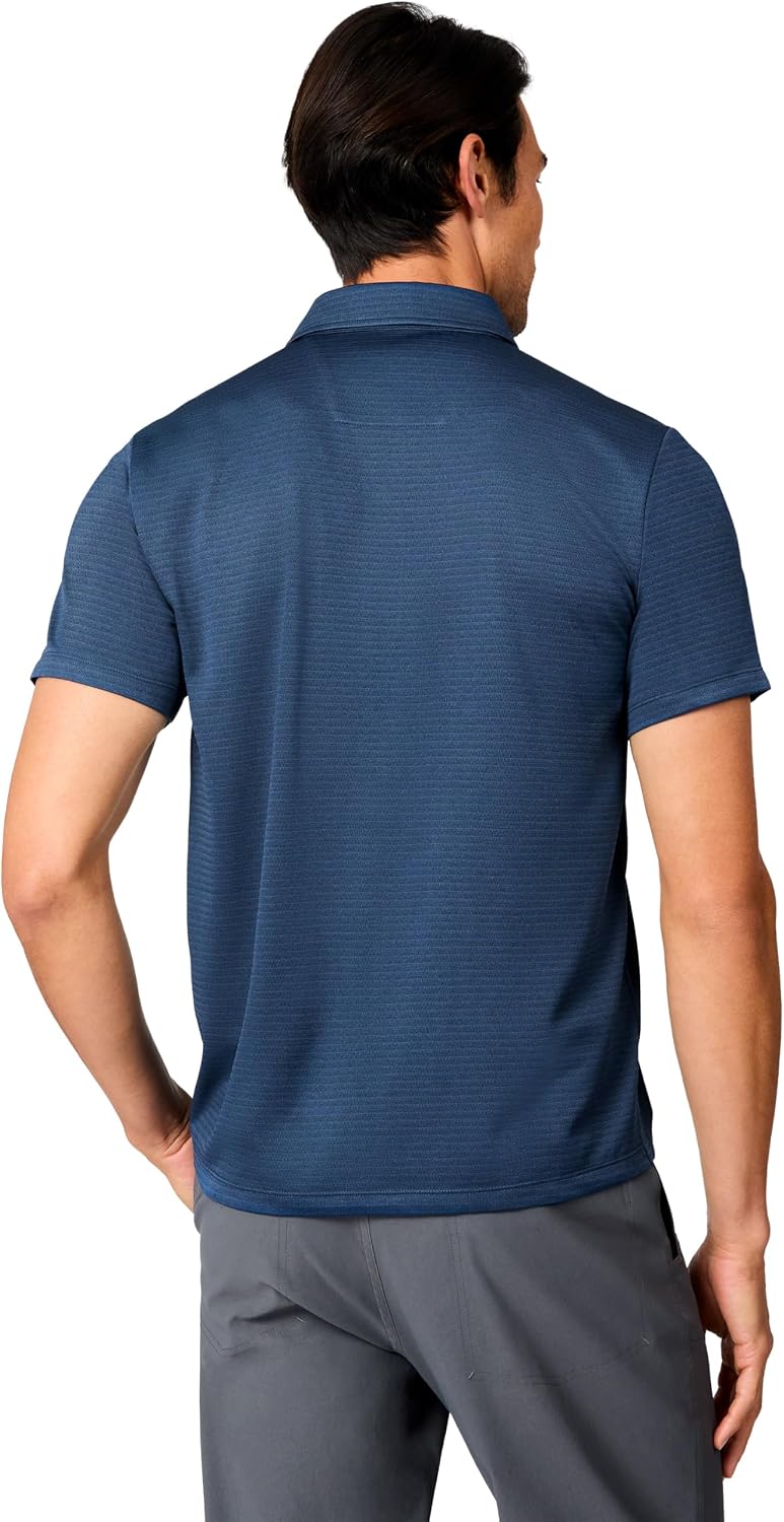 Free Country Men's Polo Shirt Short Sleeve Anti-Odor UPF+ Stretch Polo with Pockets Gym Outdoor Athletic Tennis Golf-Jacquard