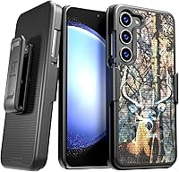 Vista 9 de Funda diseñada para Samsung Galaxy S23 con funda de clip para cinturón, funda de teléfono con función atril, color negro