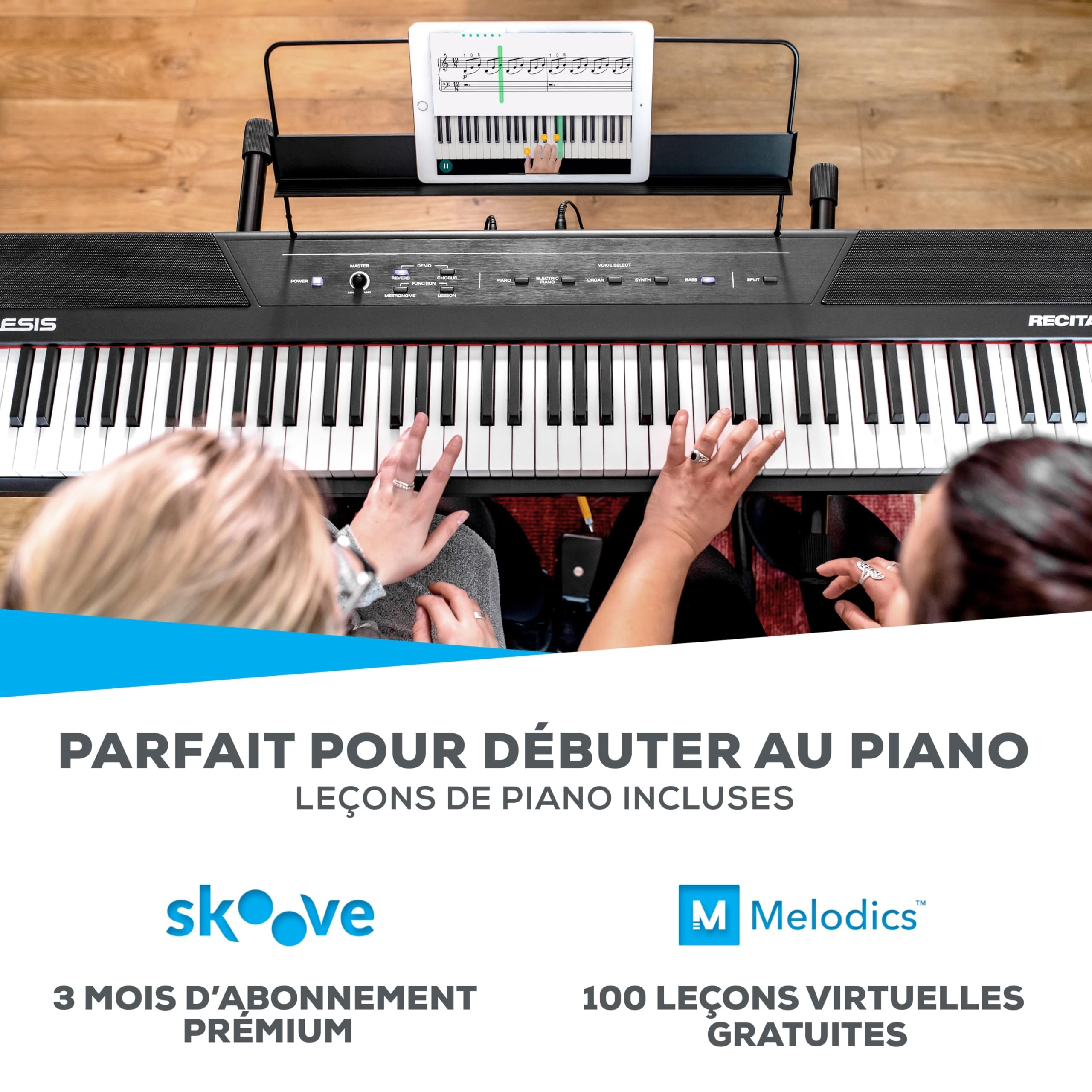 Alesis Recital Piano Numérique 88 Touches Semi-Lestées avec Enceintes Intégrées et Cours Gratuits