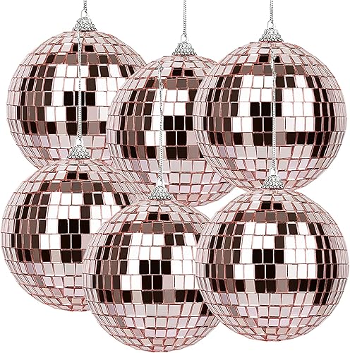 Bolas de espejo con cuerda para colgar, bola de discoteca de 4 pulgadas para fiestas, DJ, club, escenario, decoración de pasteles de boda,
