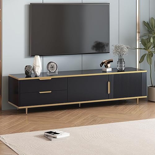 Miniatura 1 de Canditree Moderno soporte de TV para TV de hasta 75 pulgadas, mueble con 2 cajones, consola multimedia, centro de entretenimiento para sala de estar
