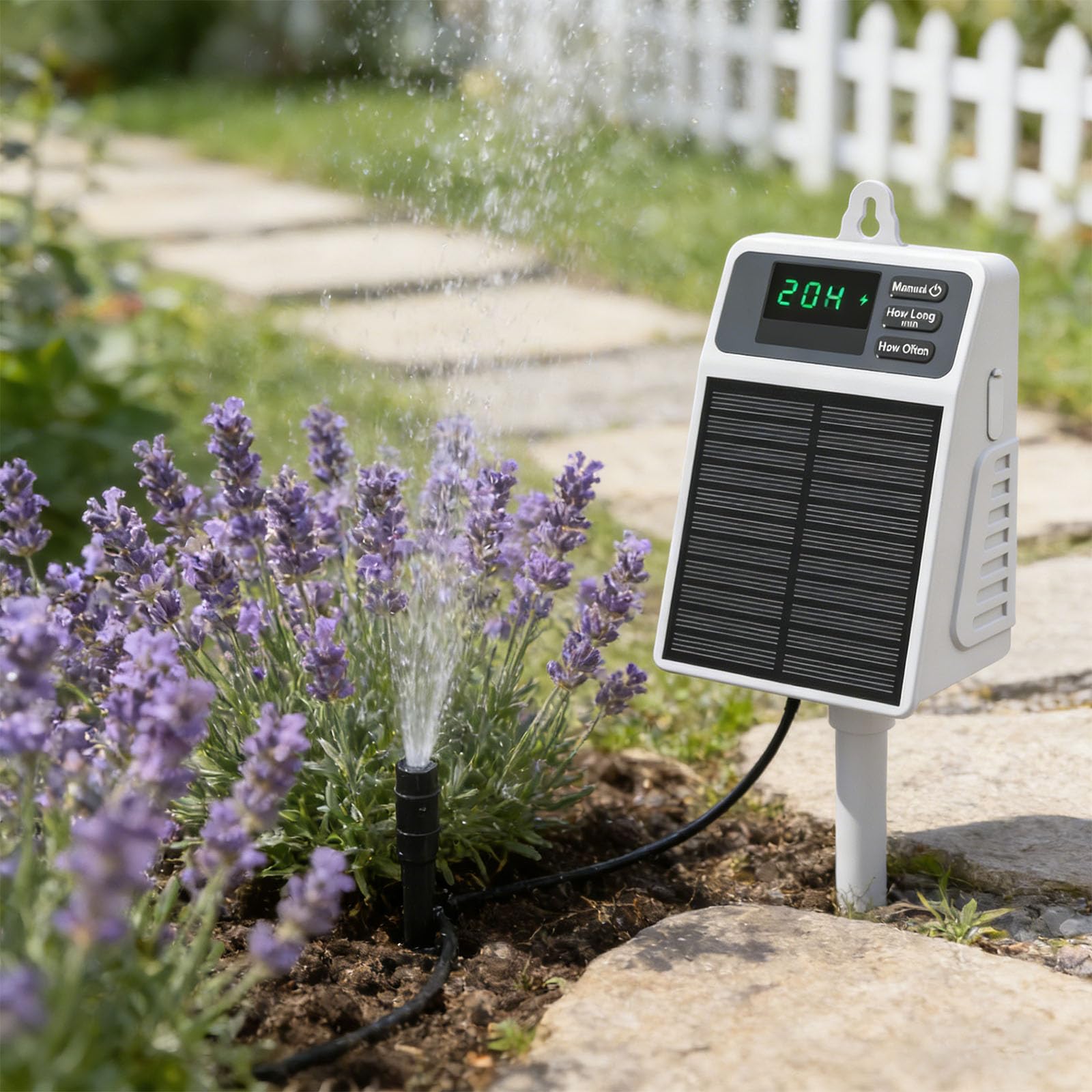 Struttura Automatica per irrigazione da Giardino Orologio modificabile Solare velocità Flusso 630 ml Momento IPX5 Impermeabile Vari cespugli Attrezzatura da Giardino Domestico