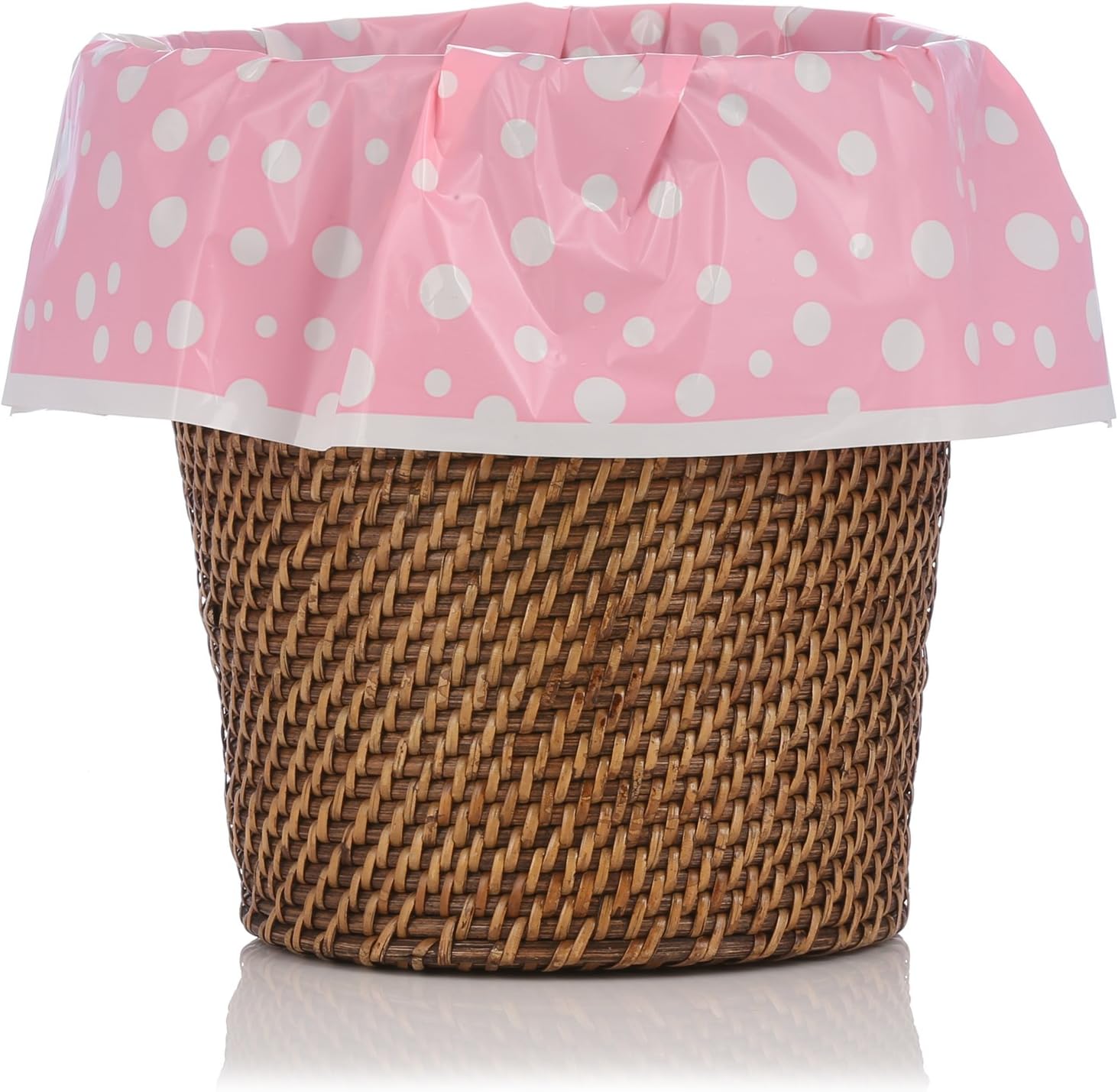 Pink Polka Dot Plastic Waste Basket Trash Liner Bags - Great for Baby, Nursery, Child's Room, Bathroom, Kitchen. - "Dress the Mess!" - 12 Pack - 5-6 Gallons - 17.75 X 19