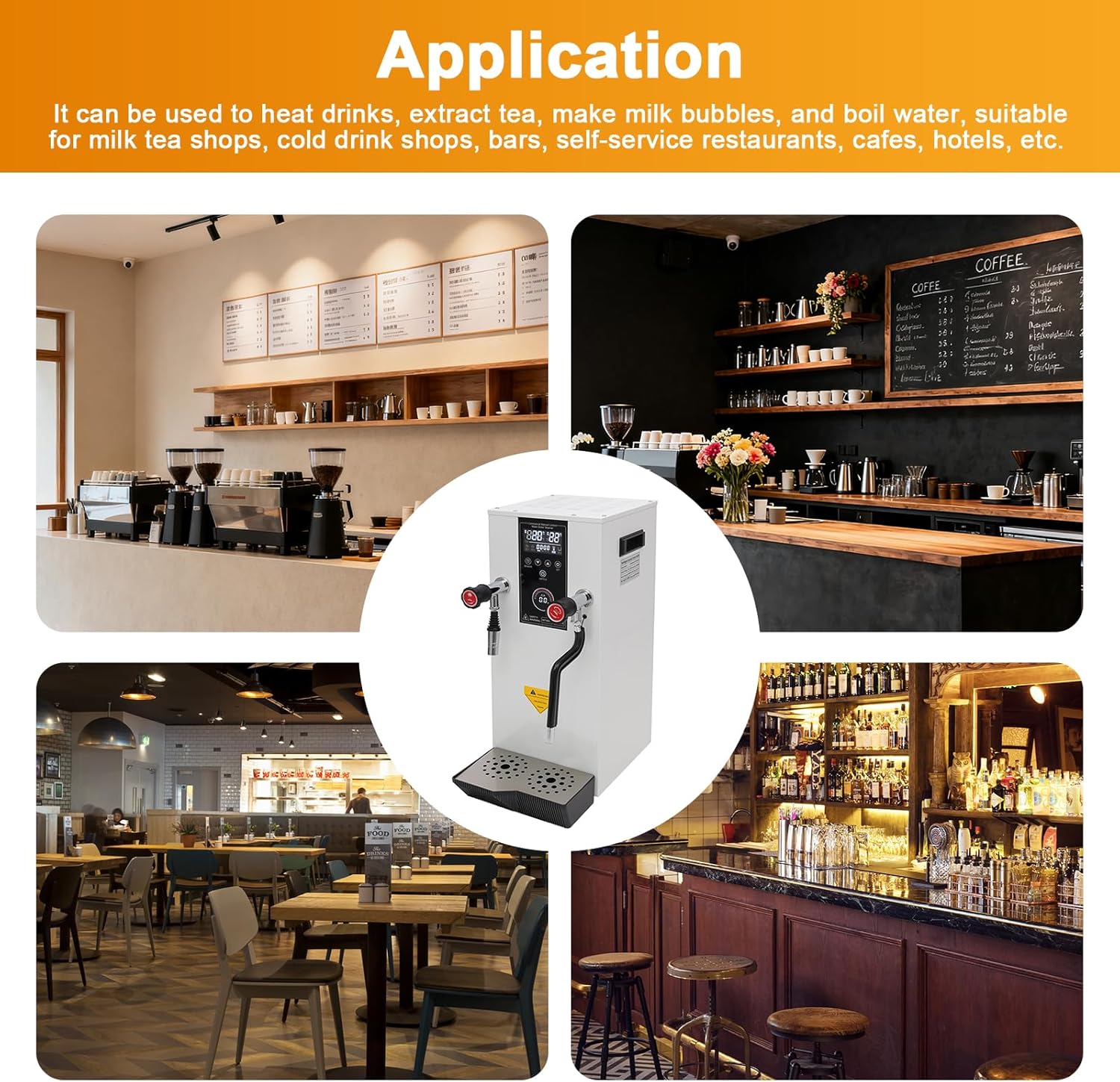 Commercial Milk Frother, 3KW 12L Multi-Purpose Full-Automatic Steam Boiling Water Frothing Machine Steam Milk Frothing Machine with 12H Timing Function for Tea Coffee Dessert Milk (WHTIE)
