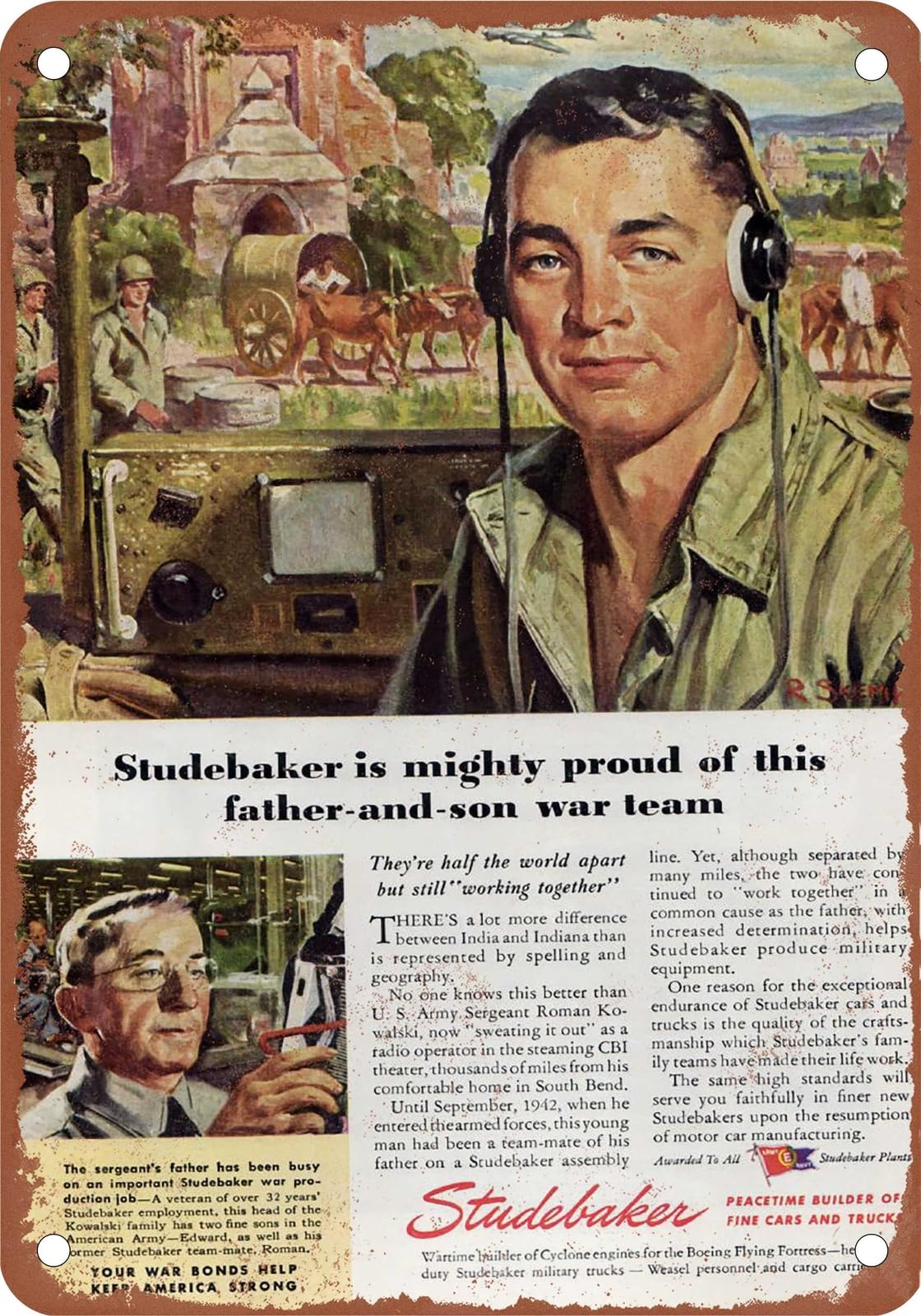 METAL SIGN - 1942-45 Studebaker Vintage Ad 07 - Old Retro Rusty Look home decor