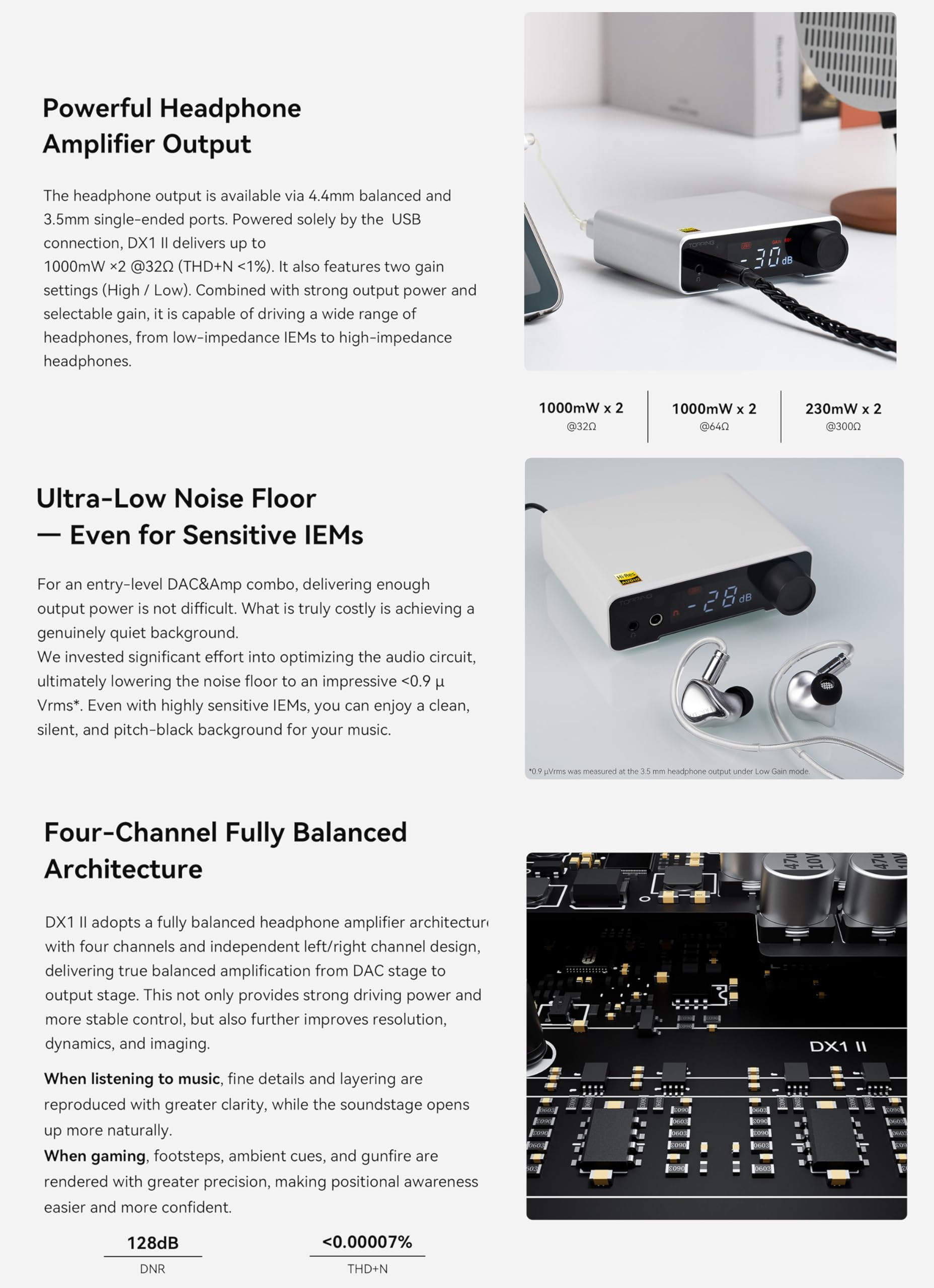 Topping DX1 II Gaming HiFi DAC Amplificatore per Cuffie - ES9039Q2M Decoder 1000mW × 2 Amplificatori per Cuffie Completamente Simmetrici Preamplificatore Compatibile con Cuffie da Gioco (Bianco)