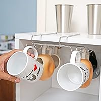 Vista 5 de Southern Homewares Chrome Under Shelf Mug Rack 10-Hook Metal Cup Holder for Kitchen Cabinet & Pantry Organization – Coffee Mug Organizer