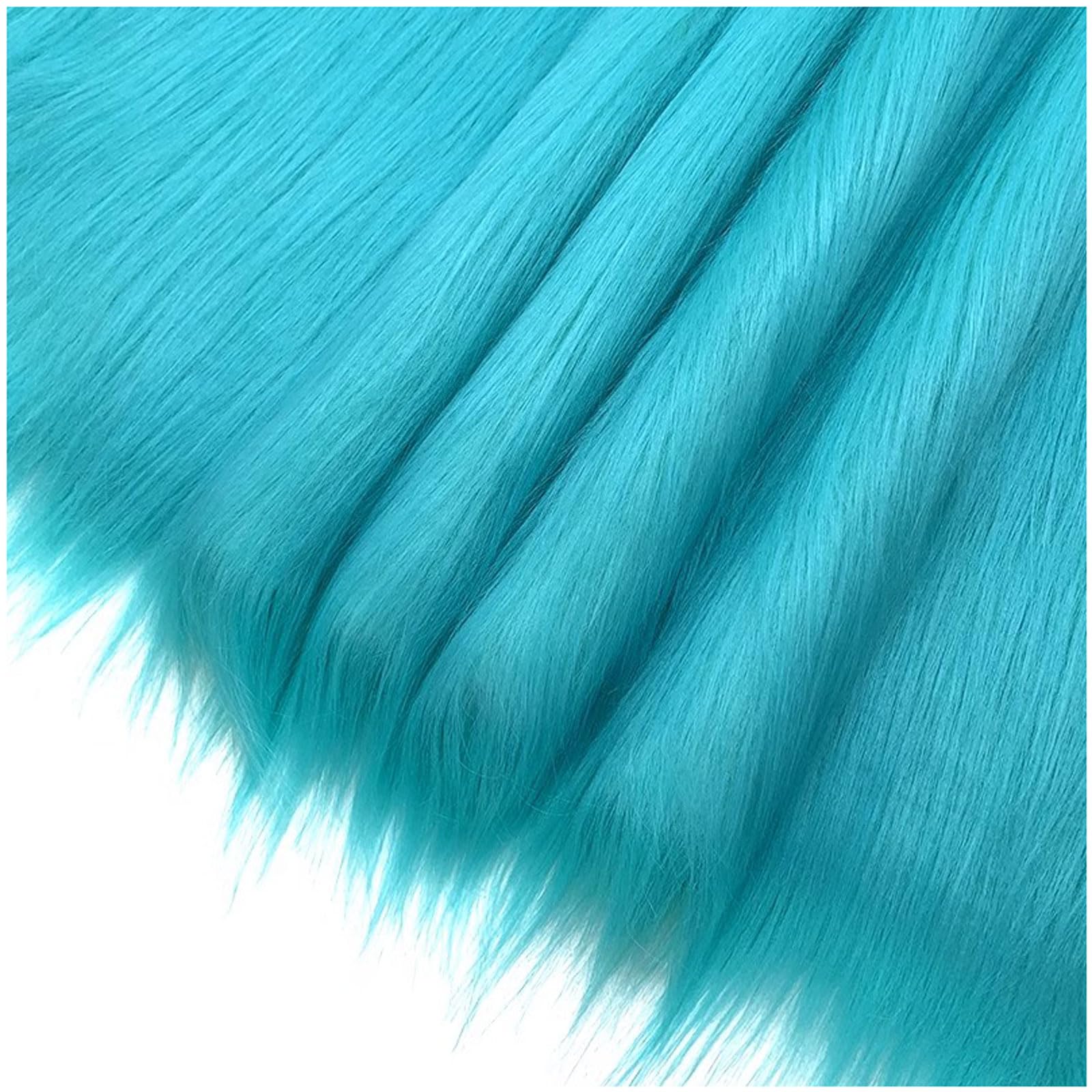 YZRXD Shaggy Faux Fur Fabric Long Pile Fluffy Fake Fur Luxury Craft Material 180cm(70inch) Wide for Gnomes, Sewing, Costumes, Fursuits, Decorations(Size:1.8x1m(70x39in),Color:lakeblue)