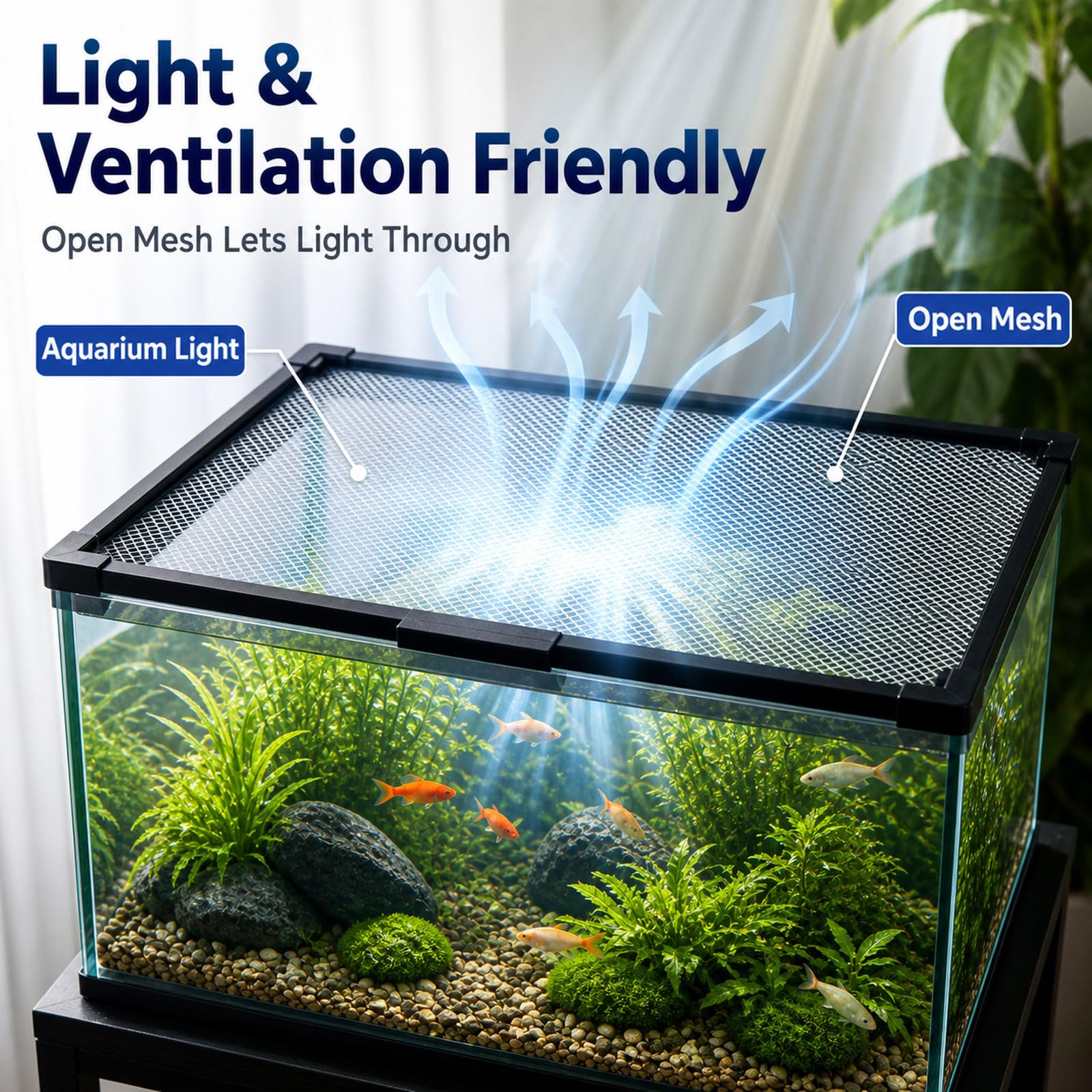 Magnetische Aquariumabdeckung,Fischtankdeckel Schutznetz,Fischs Aquarium Anti-Jumping Netzabdeckung,Transparency,Zuschneidbar,für Büros und Lobbys,Reisen,Tierhandlungen