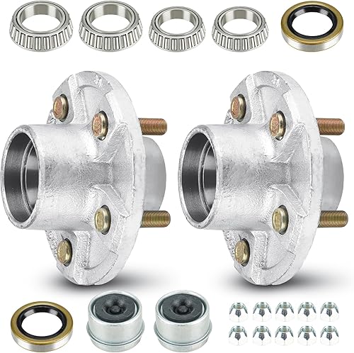 Miniatura 10 de SEHNSUCHT Kit de cubo loco de freno de remolque, 5 agujeros, cubo de freno circular de 5 pulgadas para ejes de 3500 libras, conjunto de tambor de