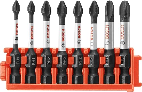BOSCH CCSPHV208 8Piece Impact Tough Phillips 2 In. Power Bits with Clip for Custom Case System