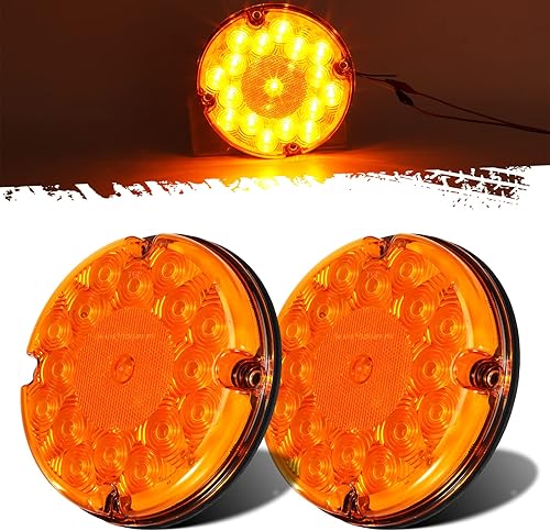 Partsam 2 luces traseras LED redondas de 7 pulgadas para remolque, 17 luces LED impermeables para estacionamiento, luces intermitentes con juntas
