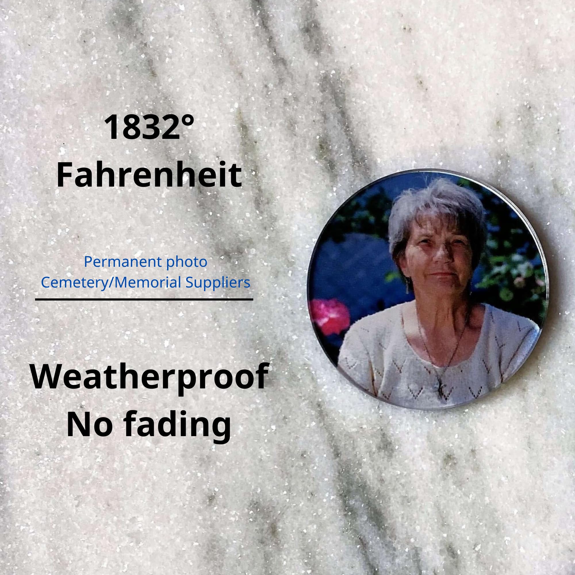 Benutzerdefinierte Gedenk-Foto-Fliese, personalisiertes Grabstein-Keramikbild für Beerdigungsgrabstein – Friedhof-Fototafel, wasserdichte Mini-Grabsteine – rundes Porzellan-Porträt