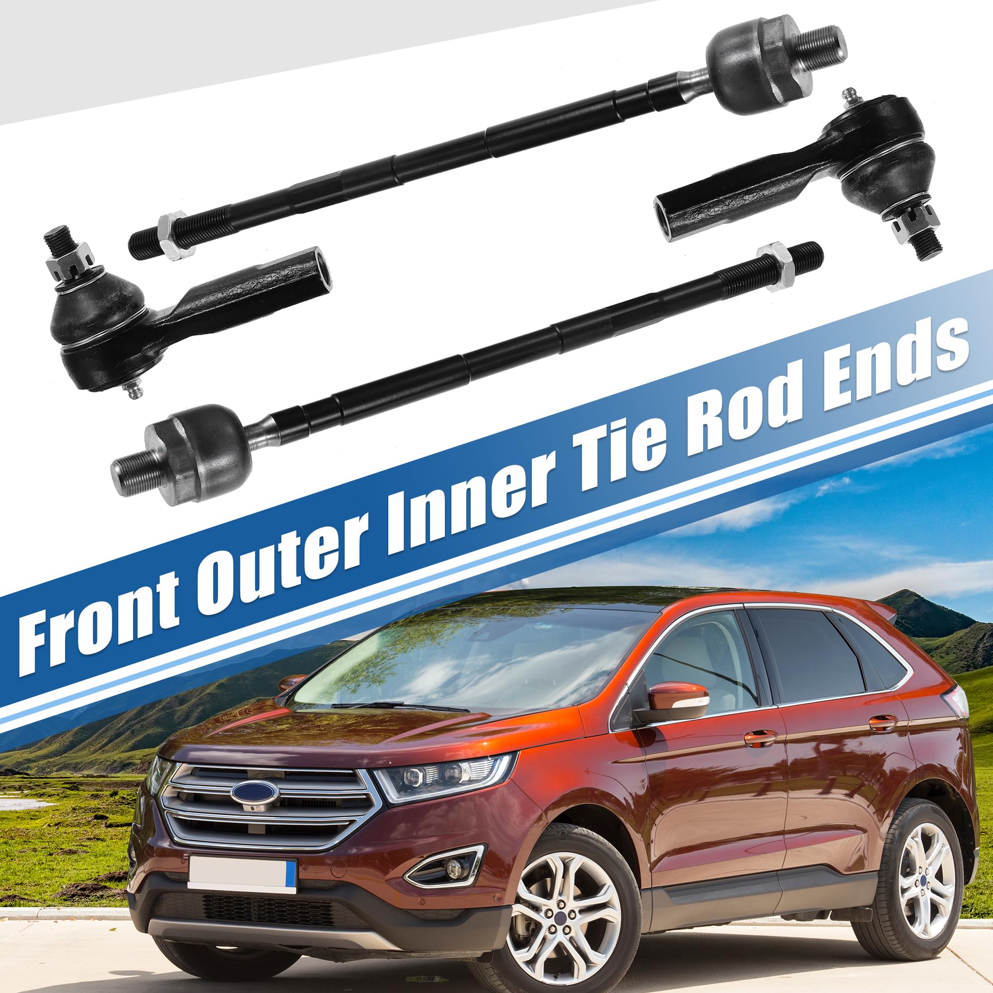 X AUTOHAUX 4pcs Front Tie Rod End Links Suspension Steering Tie 