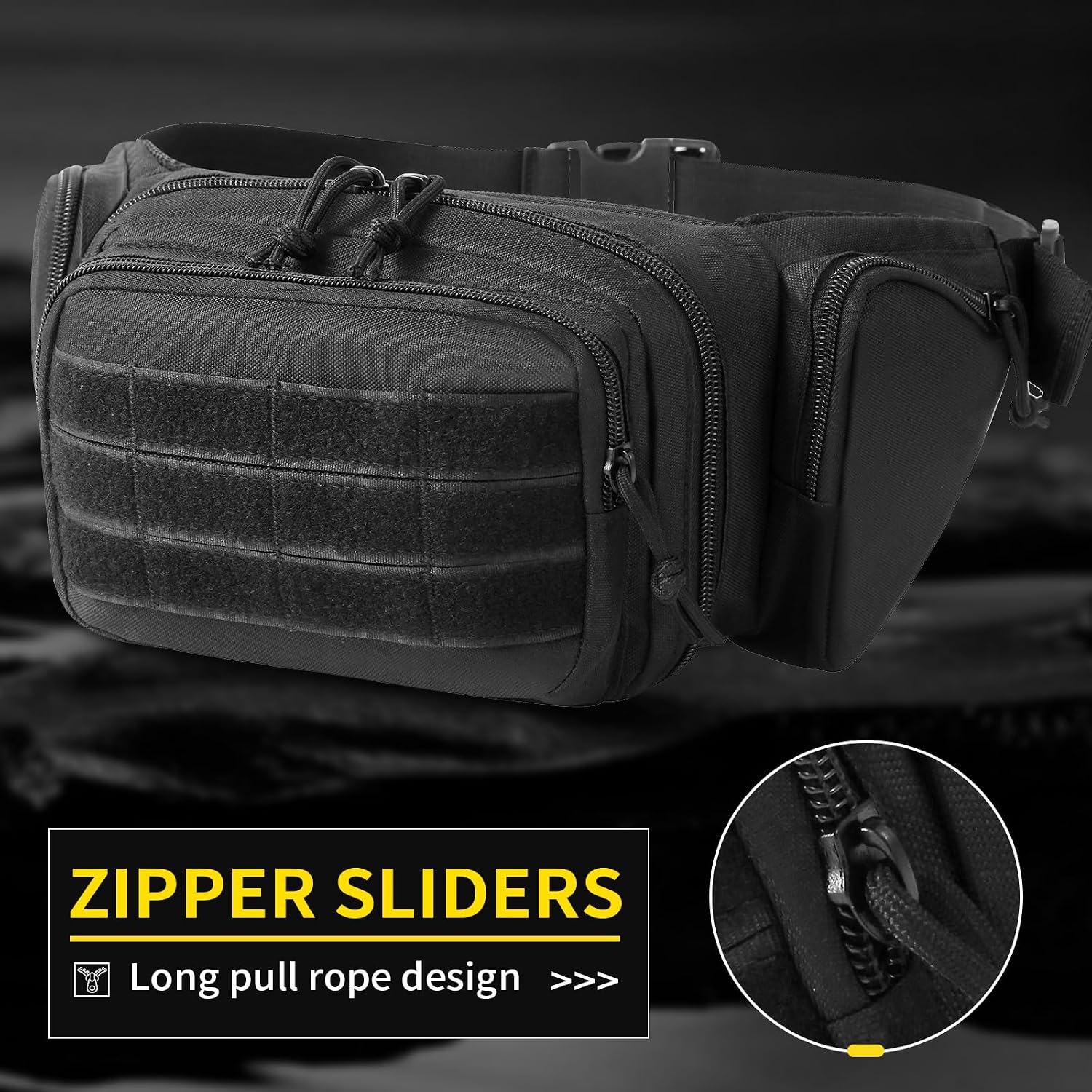 Tactical Fanny Pack, Military Waist Pack for Men, Black