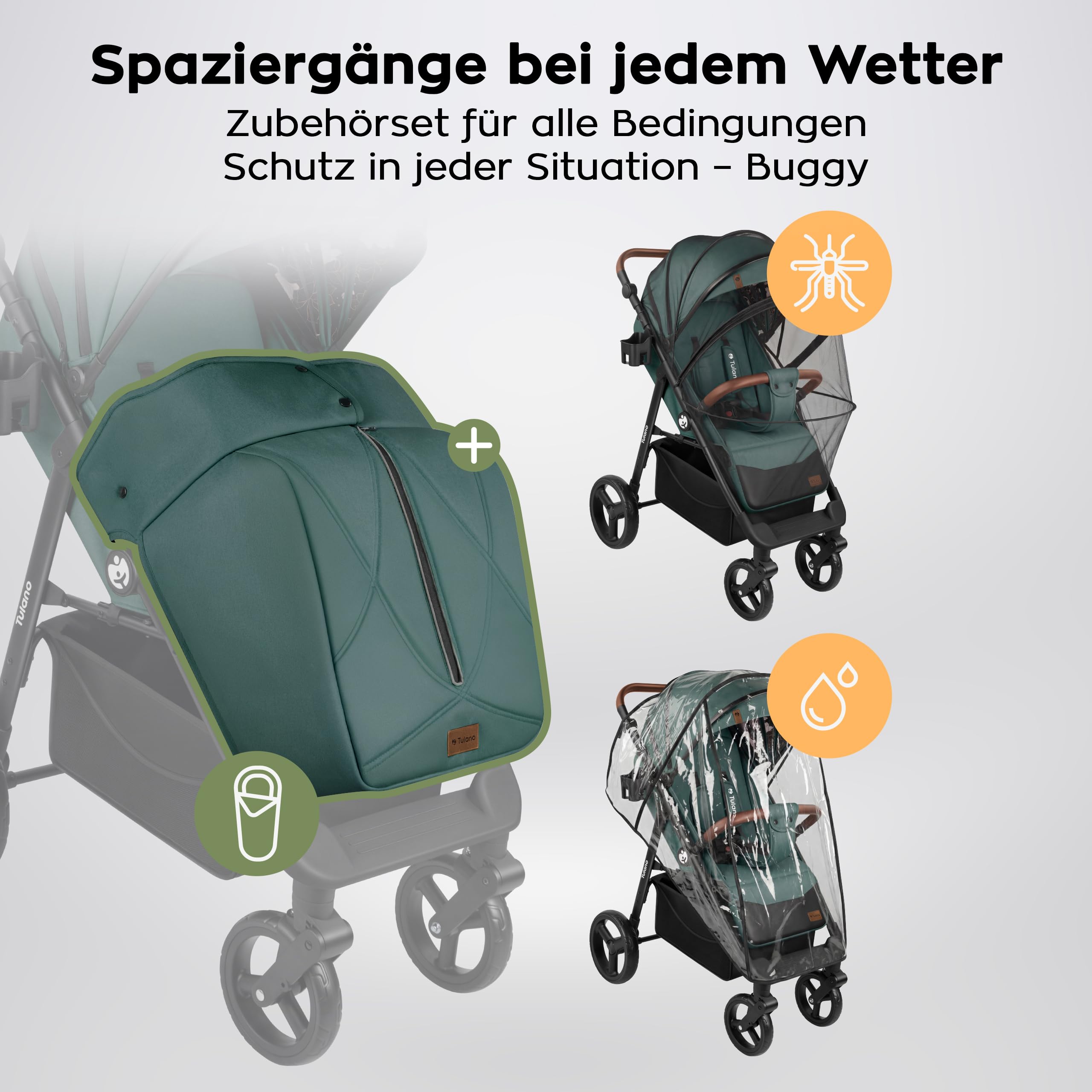 Tulano Avignon 35 Kinderwagen Buggy Reisebuggy mit Liegefunktion Flugzeug Handgepäck bis 22kg Grün