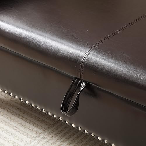 Miniatura 24 de Polibi Banco de almacenamiento para dormitorio, otomana tapizada de terciopelo con diseño de botones armados enrollados, banco largo para ventana de