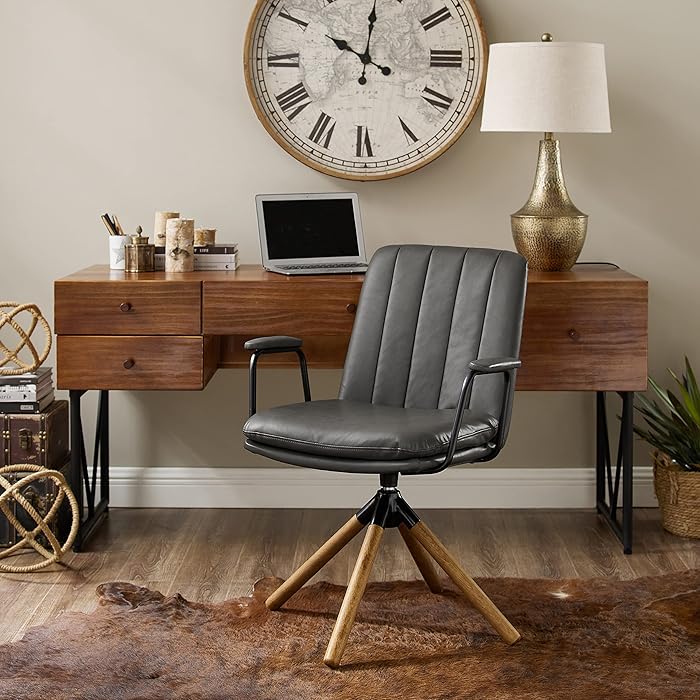 Buy Art Leon Desk Chair No Wheels, Mid Century Modern Swivel Accent